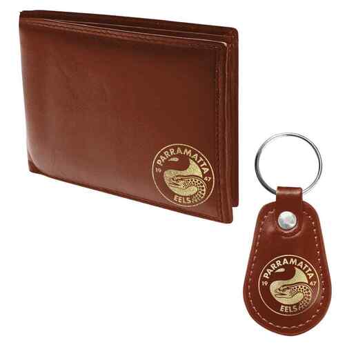 Official NRL Parramatta Eels Wallet + Keychain Keyring Gift Set Pack