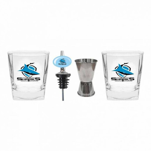 Cronulla Sharks NRL Spirit Glass & Jigger Pourer Gift Pack (Set of 2)