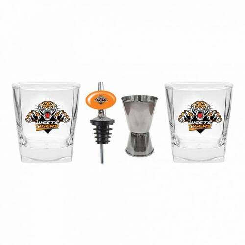  Wests Tigers NRL Spirit Glass & Jigger Pourer Gift Pack (Set of 2)