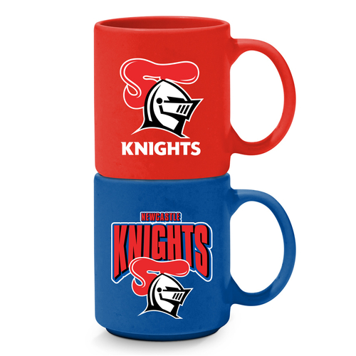 Newcastle Knights NRL Set of 2 Stackable Ceramic Coffee Mugs Cups!