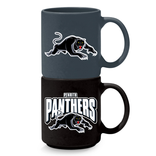 Penrith Panthers NRL Set of 2 Stackable Ceramic Coffee Mugs Cups!