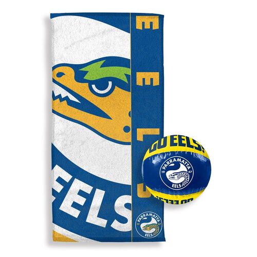 Parramatta Eels NRL Bath Pool Beach Towel and Inflatable Beach Ball Pack