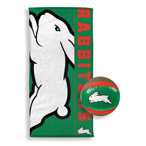 South Sydney Rabbitohs NRL Bath Pool Beach Towel and Inflatable Beach Ball Pack