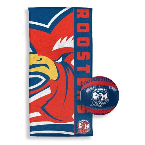 Sydney Roosters NRL Bath Pool Beach Towel and Inflatable Beach Ball Pack