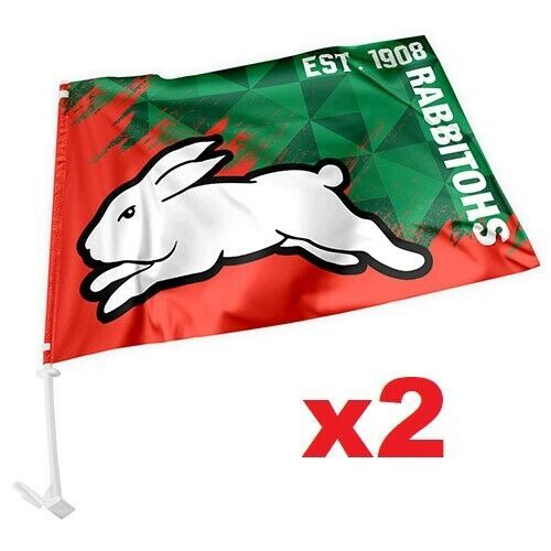 South Sydney Rabbitohs NRL Car Flag 30 cm x 49 cm! 2 Flags for 1 Price!