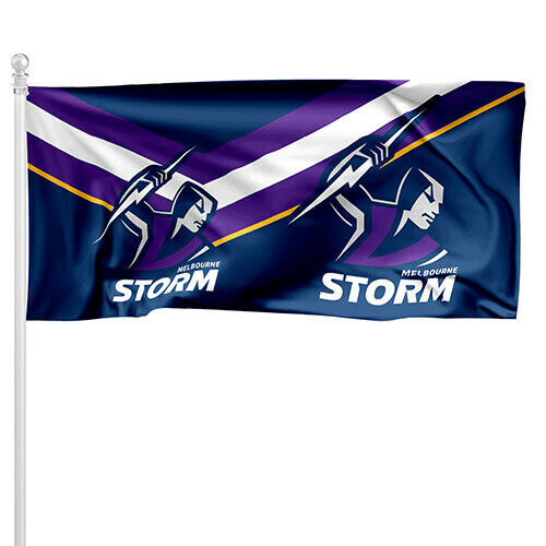 Melbourne Storm NRL New Logo Style Flag Pole Flag 90 cm by 180cm! 