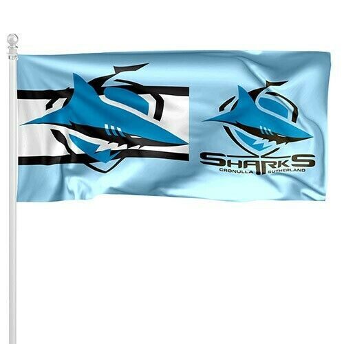 Cronulla Sharks NRL New Logo Style Flag Pole Flag 90 cm by 180cm!