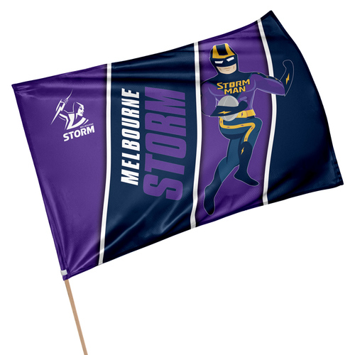 Official NRL Melbourne Storm Retro Game Day Flag 60 x 90 cm (NO STICK/POLE)