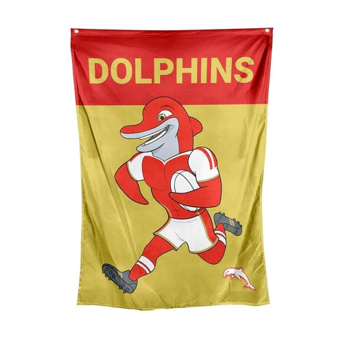 Official NRL The Dolphins Mascot Wall Cape Flag (70 cm x 100 cm)!