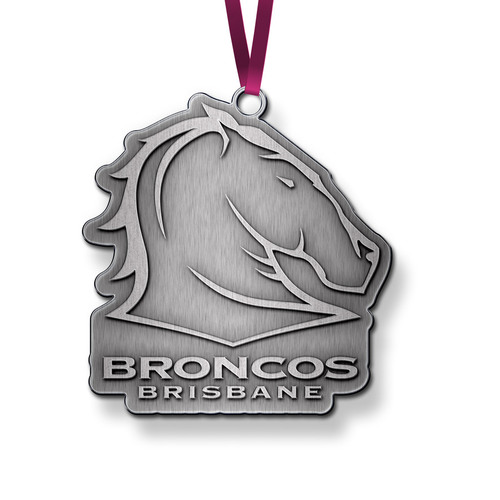 Official NRL Brisbane Broncos 3D Metal Logo Christmas Ornament