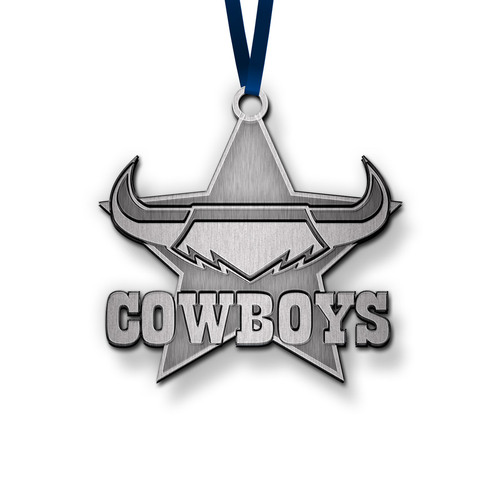 Official NRL North Queensland Cowboys 3D Metal Logo Christmas Ornament