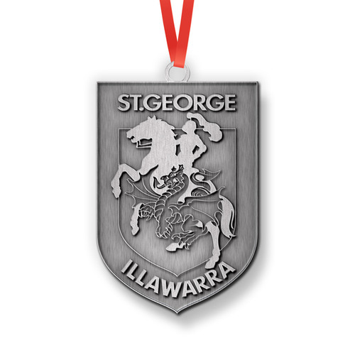 Official NRL St George Dragons 3D Metal Logo Christmas Ornament