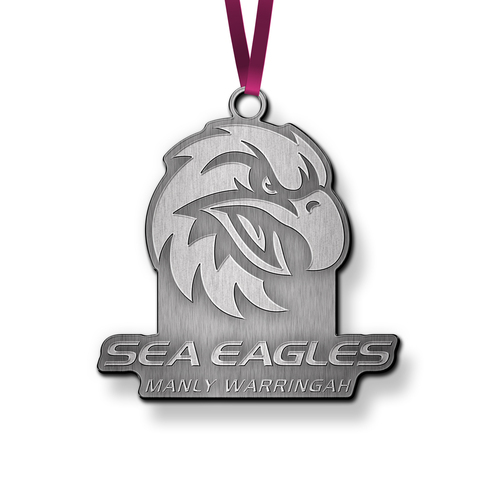 Official NRL Manly Sea Eagles 3D Metal Logo Christmas Ornament