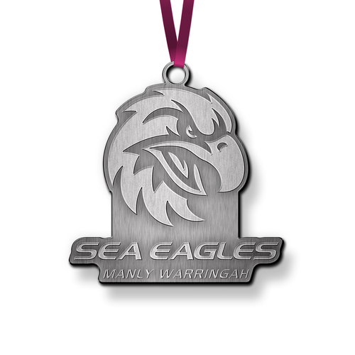 Official NRL Manly Sea Eagles 3D Metal Logo Christmas Ornament