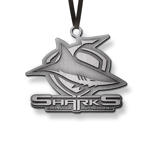 Official NRL Cronulla Sharks 3D Metal Logo Christmas Ornament