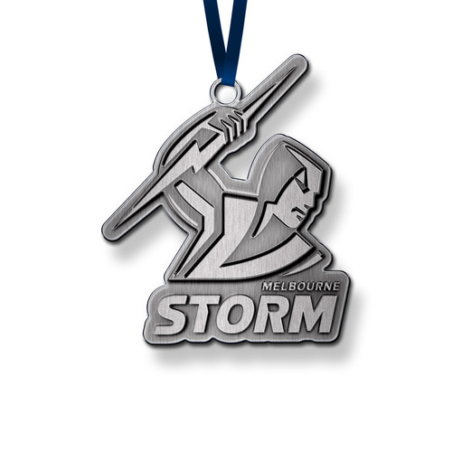 Official NRL Melbourne Storm 3D Metal Logo Christmas Ornament