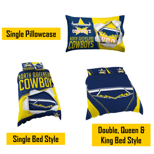 North Queensland Cowboys NRL Pillow Quilt Cover Set Single Double Queen King Bed