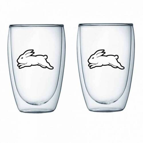  South Sydney Rabbitohs NRL Set of 2 Double Wall Glasses