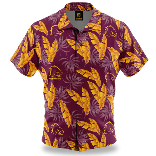Brisbane Broncos NRL Paradise Hawaiian Polo Shirt Sizes S-5XL!