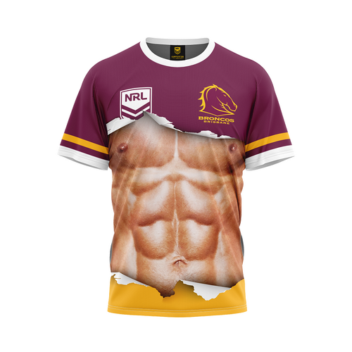Brisbane Broncos 2023 NRL 'Ripped Bod' T Shirts Sizes S-5XL!