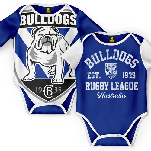 Canterbury Bulldogs NRL Two Piece Baby Infant Bodysuit Gift Set Sizes 000-1!