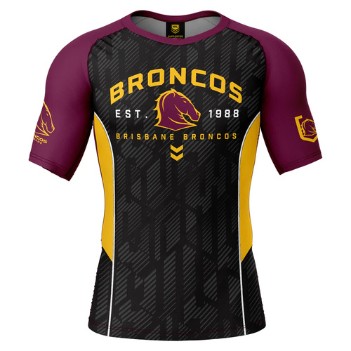 Brisbane Broncos NRL Ashtabula Blocker Rash Vest Sizes S-2XL!