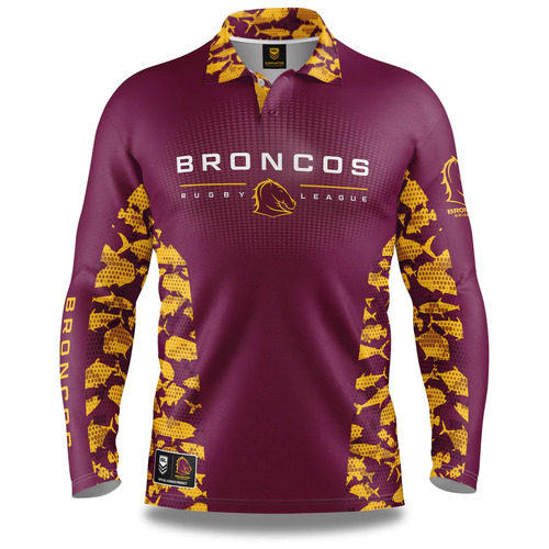 Brisbane Broncos NRL 2023 Reef Runner Fishing Shirt Sizes S-5XL!