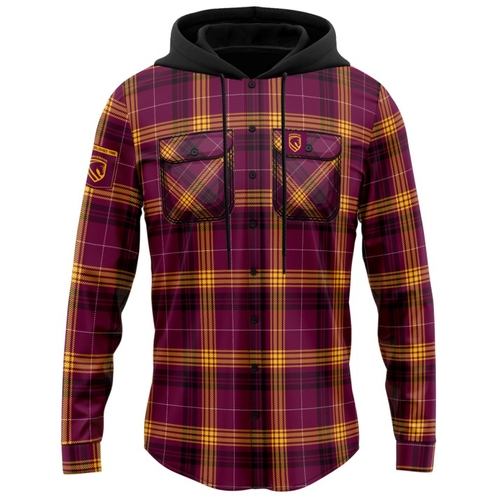Brisbane Broncos NRL Hooded Flannel Shirt Button Up T Shirt Sizes S-5XL!