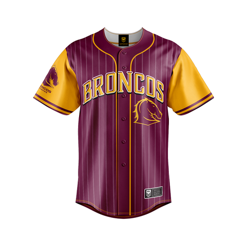 Brisbane Broncos NRL Baseball Jersey Slugger T Shirt Sizes S-5XL!