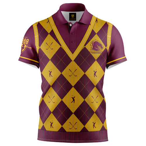 Brisbane Broncos NRL Fairway Golf Polo T Shirt Sizes S-5XL!