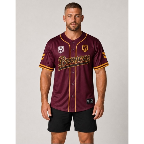 Brisbane Broncos NRL 'Homer' Baseball Jersey Slugger T Shirt Sizes S-5XL!