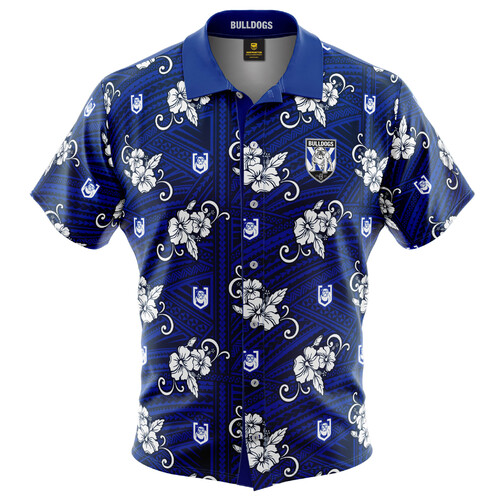 CB Bulldogs NRL Tribal Hawaiian Shirt Button Up Polo T Shirt Sizes S-5XL!