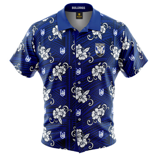 CB Bulldogs NRL 2021 Tribal Hawaiian Shirt Button Up Polo T Shirt Sizes S-5XL!