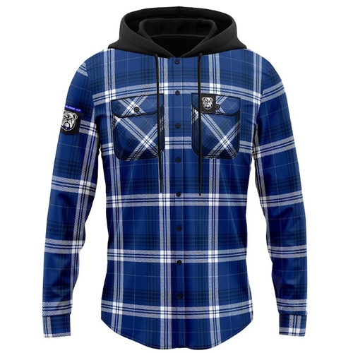 Canterbury Bulldogs NRL Hooded Flannel Shirt Button Up T Shirt Sizes S-5XL!