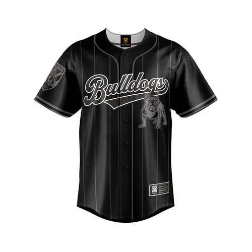 Canterbury Bankstown Bulldogs NRL 'Blackout' Baseball Jersey Slugger Sizes S-5XL!