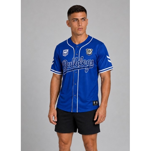 Canterbury Bulldogs NRL 'Homer' Baseball Jersey Slugger Kids Sizes 8-14!