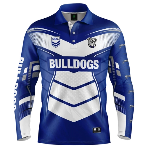 Canterbury Bankstown Bulldogs NRL 'Cyber' Fishing Shirt Youth Kids Sizes 8-14!