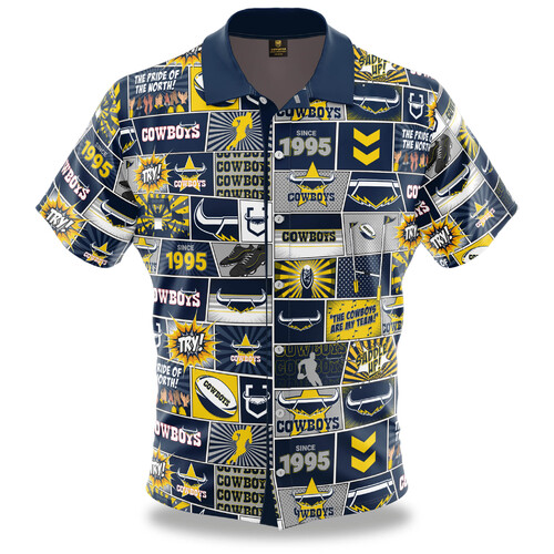 North Queensland Cowboys NRL Fanatic Button Up Shirts Polo Sizes S-5XL!