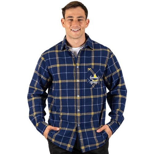 NQ Cowboys NRL 'Mustang' Flannel Shirt Button Up T Shirt Sizes S-5XL!