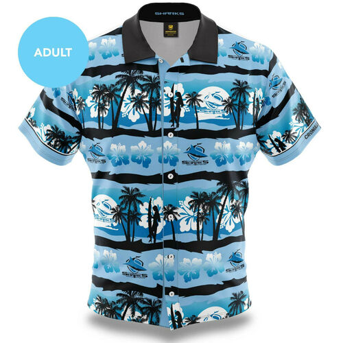 Cronulla Sharks NRL 2020 Hawaiian Shirt Button Up Polo T Shirt Sizes S-5XL!