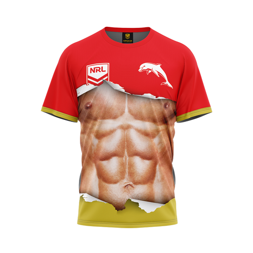 The Dolphins NRL 'Ripped Bod' T Shirts Sizes S-5XL!