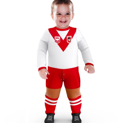St George Dragons NRL Footy Suit Bodysuit Jersey Toddlers Infant Kids Size 000-3
