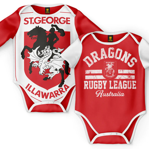 St George Ill Dragons NRL Two Piece Baby Infant Bodysuit Gift Set Sizes 000-1!