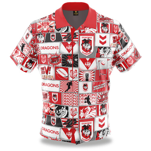 St George Illawarra Dragons NRL Fanatic Button Up Shirts Polo Sizes S-5XL!