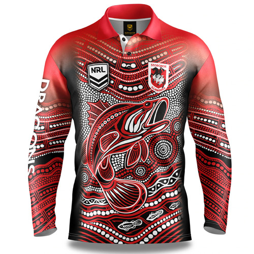 St George Dragons NRL 2022 Jumping Barra Indigenous Fishing Shirt Sizes S-5XL!