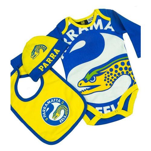 Parramatta Eels  NRL Three Piece Baby Infant Gift Set With Bodysuit Sizes 000-1!
