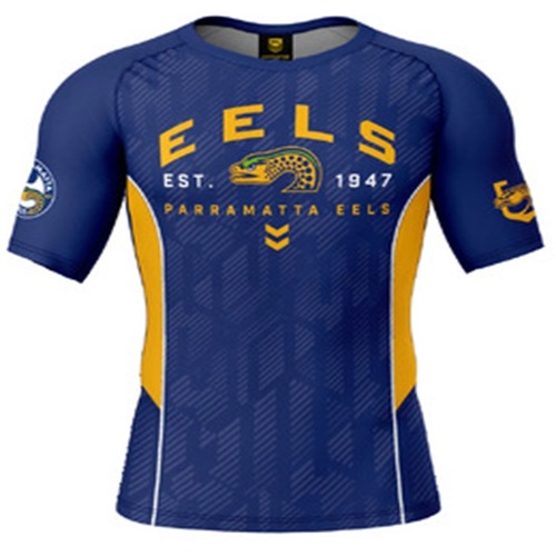 Parramatta Eels NRL Ashtabula 'Blocker' Short Sleeve Rash Vest Size SMALL ONLY!