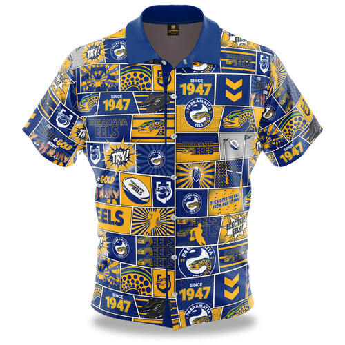 Parramatta Eels NRL Fanatic Button Up Shirts Polo Sizes S-5XL!
