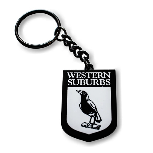 Official NRL Western Suburbs Magpies Round Team Heritage Logo Keyring!