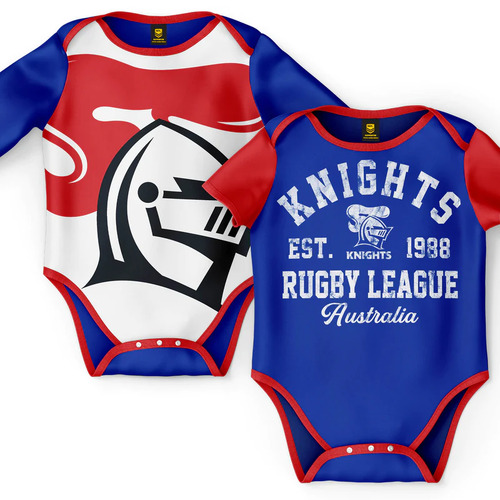 Newcastle Knights NRL Two Piece Baby Infant Bodysuit Gift Set Sizes 000-1!